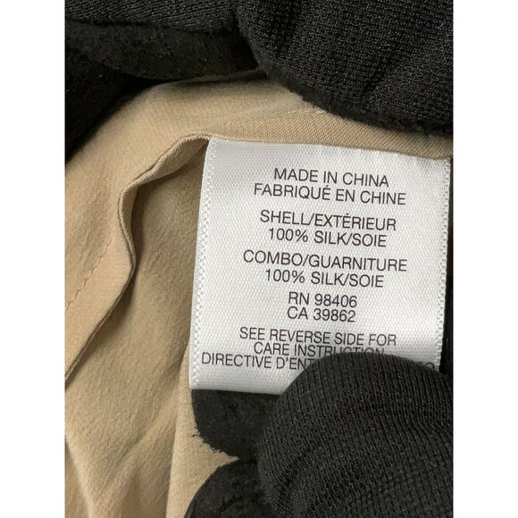 Theory Tan & Black Silk Long Sleeve Henley Blouse Womens Top Size Small - Picture 3 of 3